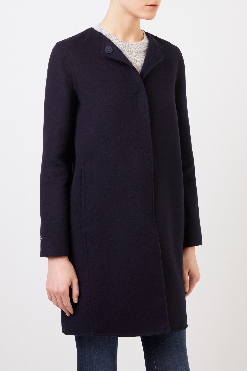 Woll-Cashmere-Mantel Marineblau