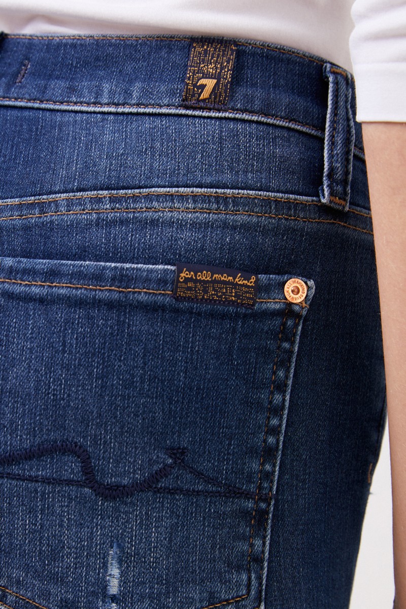 7 for all mankind Skinny-Jeans mit Used-Look 'The Skinny' Blau