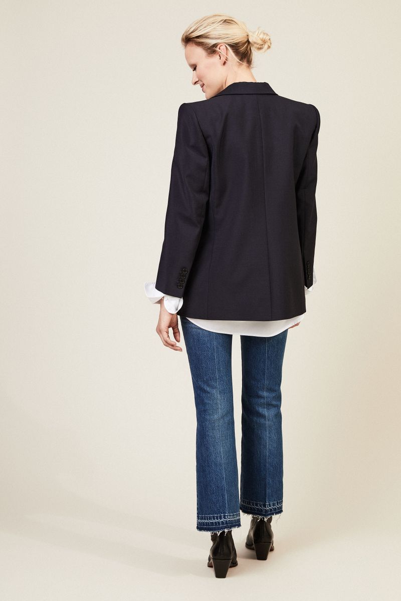 Mohair-Woll-Blazer in Blau