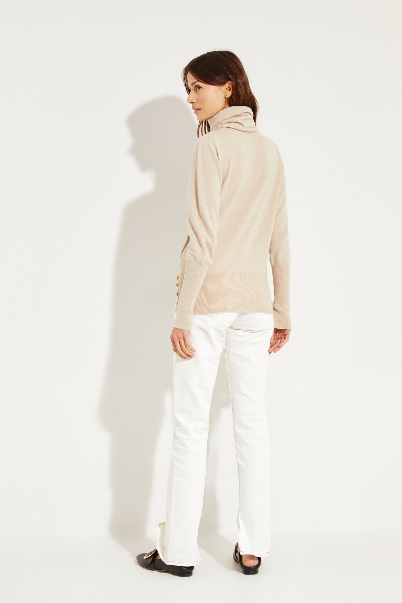 Cashmere-Rollkragenpullover Beige
