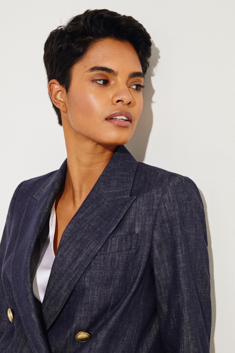 Denim-Blazer mit Logo-Knöpfen Blau