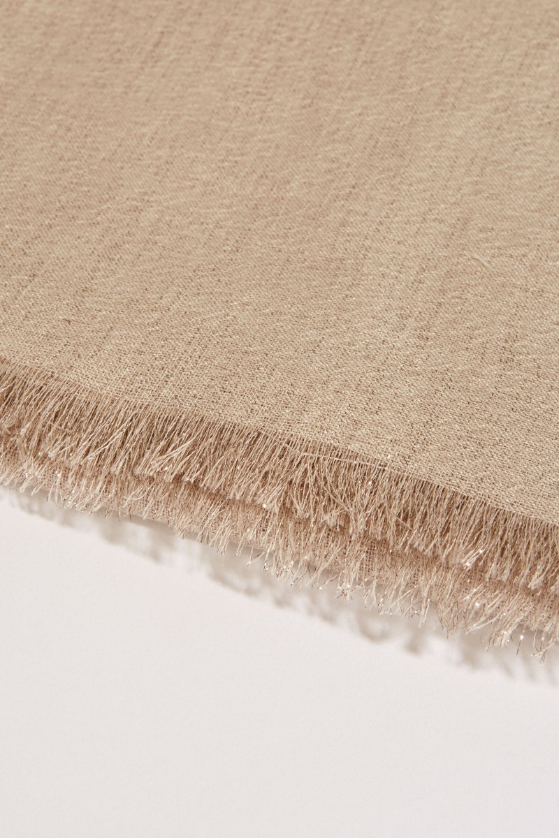Cashmere-Seiden-Schal mit Lurexfäden Beige