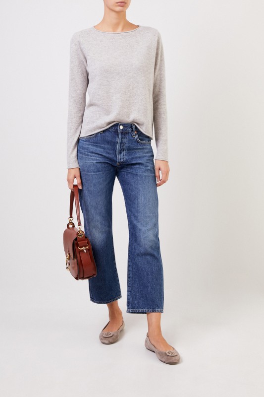 Allude Cashmere-Pullover Hellgrau meliert