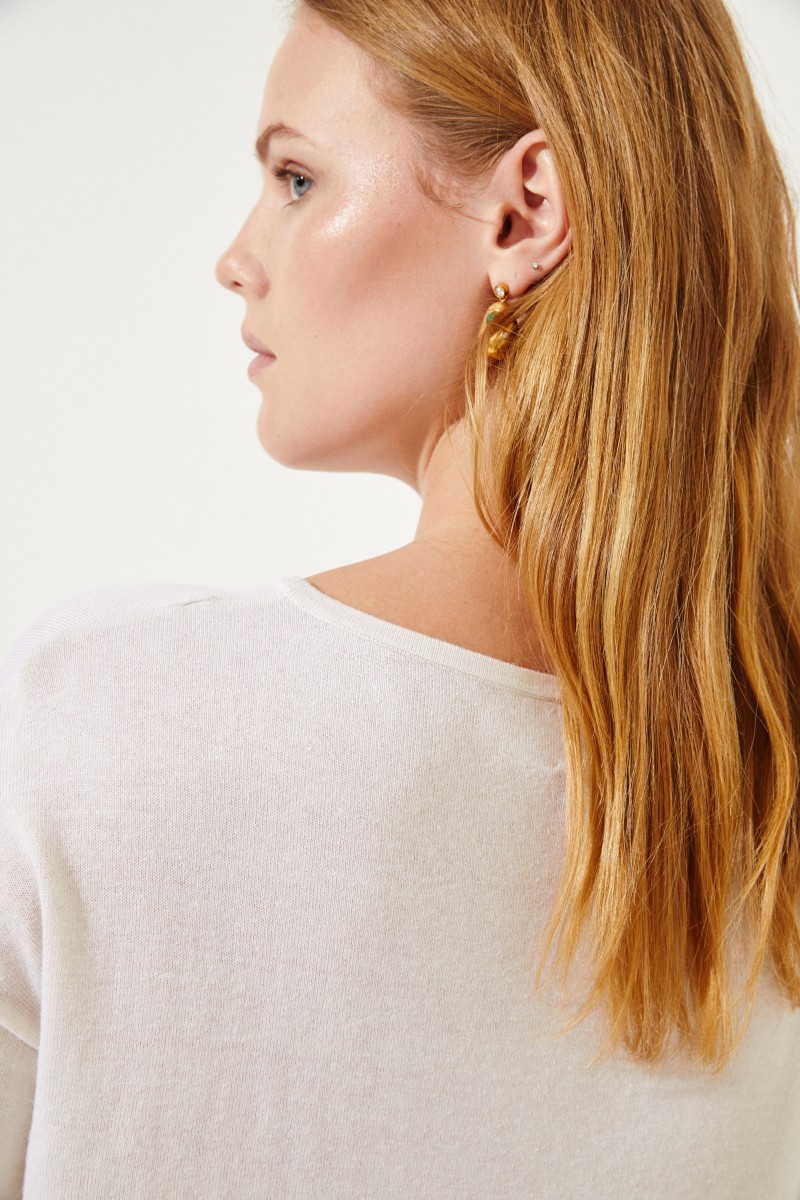 Seiden-Cashmere-Pullover Crème