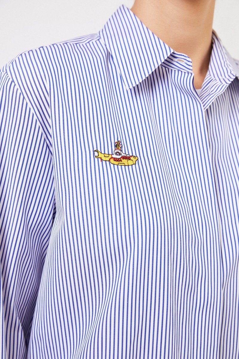 Striped blouse with embroidery blue/white