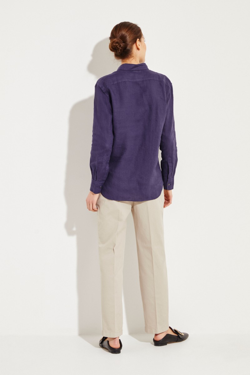 Leinen-Bluse Blau