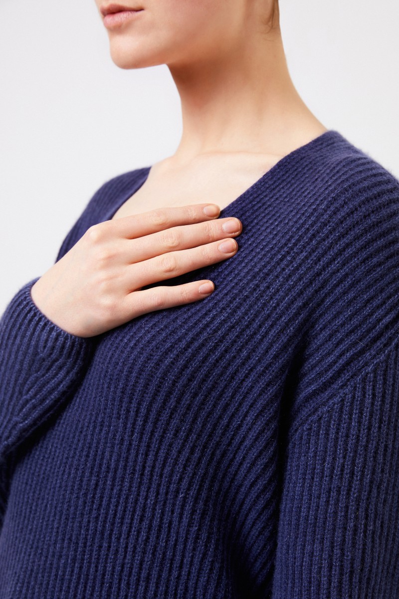 Iris von Arnim Cashmere-Pullover 'Fanchon' mit V-Neck Blau