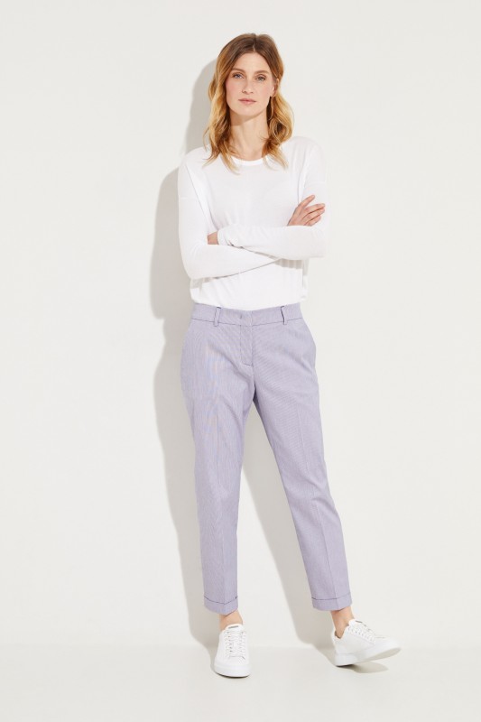 Gestreifte Baumwoll-Hose 'Violette' Blau/Weiß
