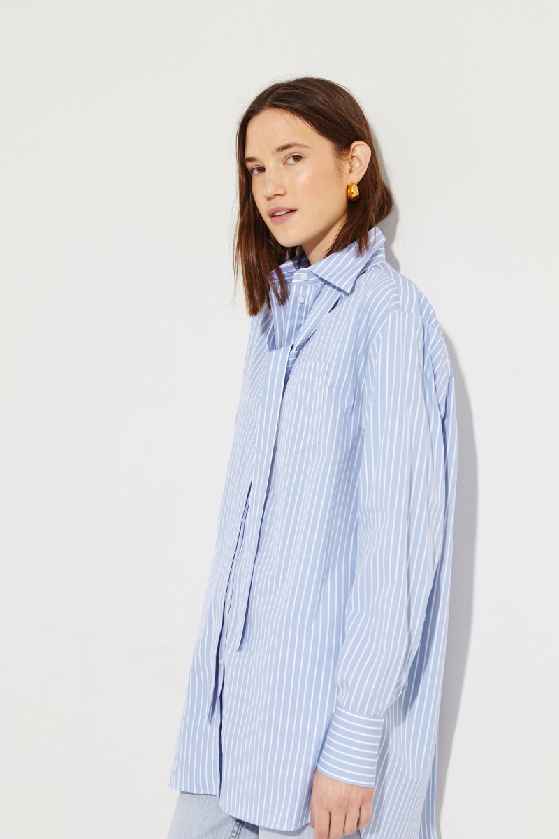 Gestreifte Oversize-Bluse Marineblau/Weiß