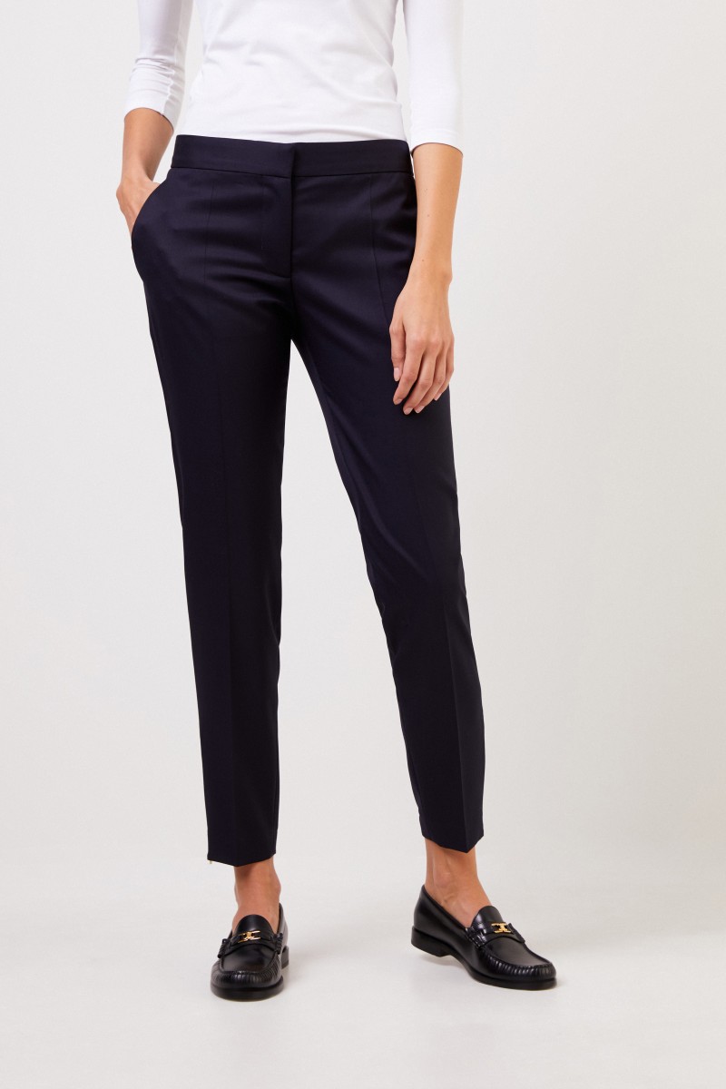 Woll-Hose 'Vivian' mit Reißverschlüssen Marineblau