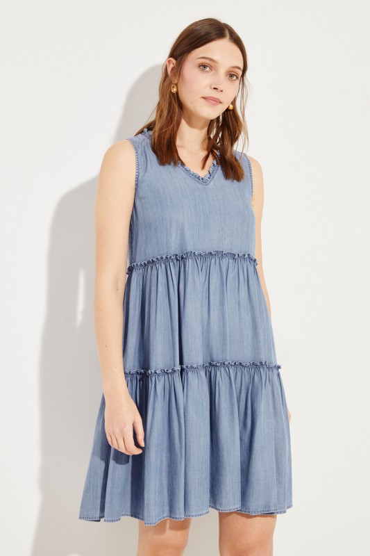 Jeans-Kleid mit Rüschendetails Blau