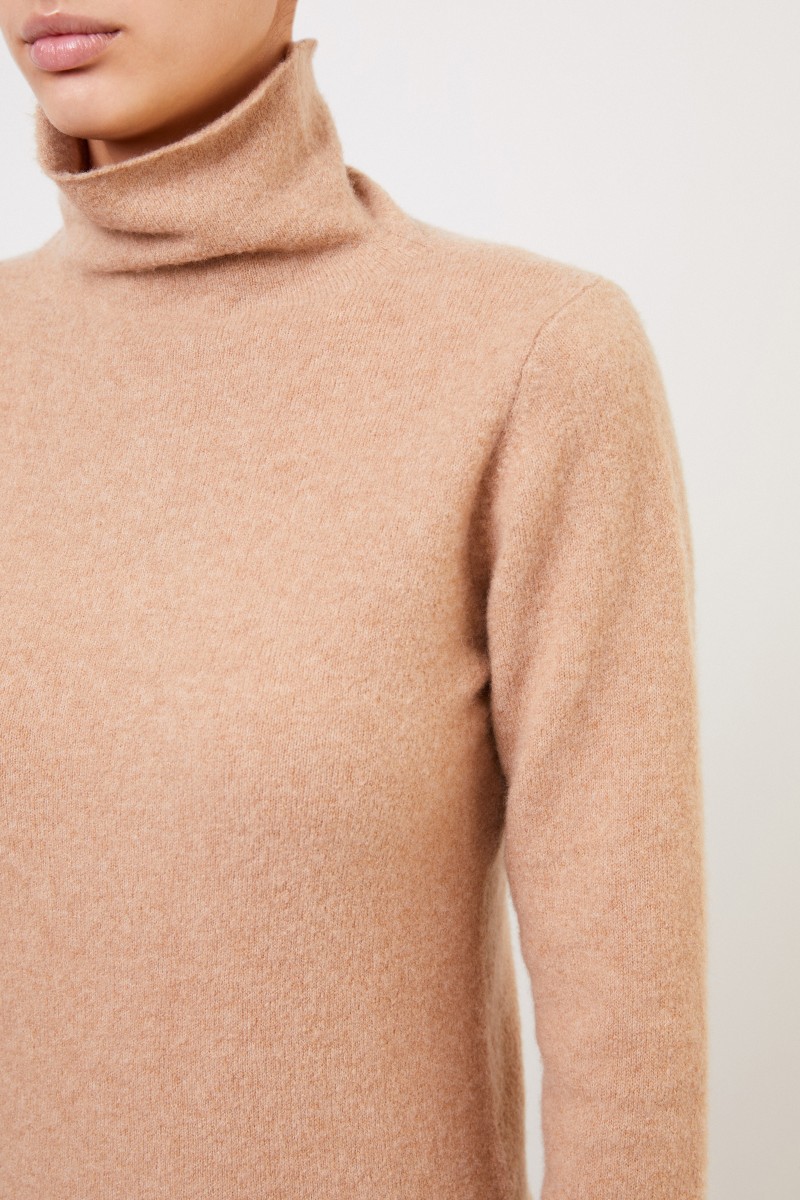 Allude Cashmere-Pullover mit Turtleneck Camel
