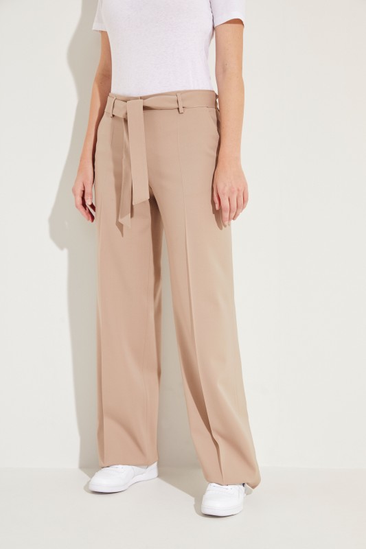 Woll-Hose 'Izabel' mit Gürtel Beige