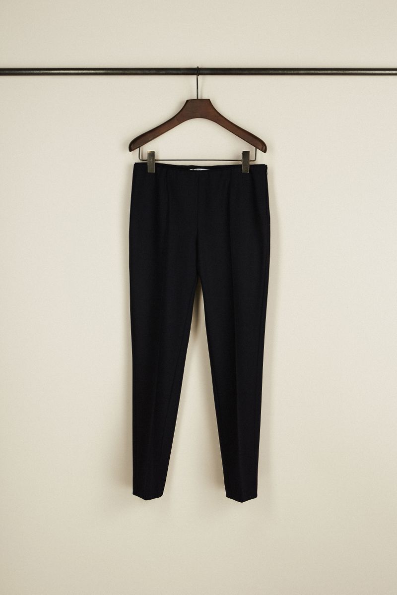 Woll-Hose mit Biesennähten Navy
