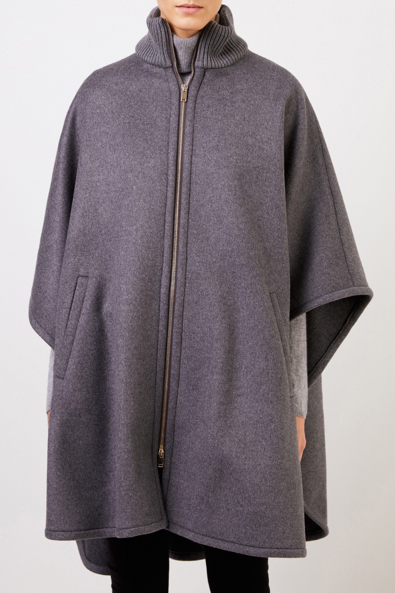 Stella McCartney Woll-Cape Grau Melange