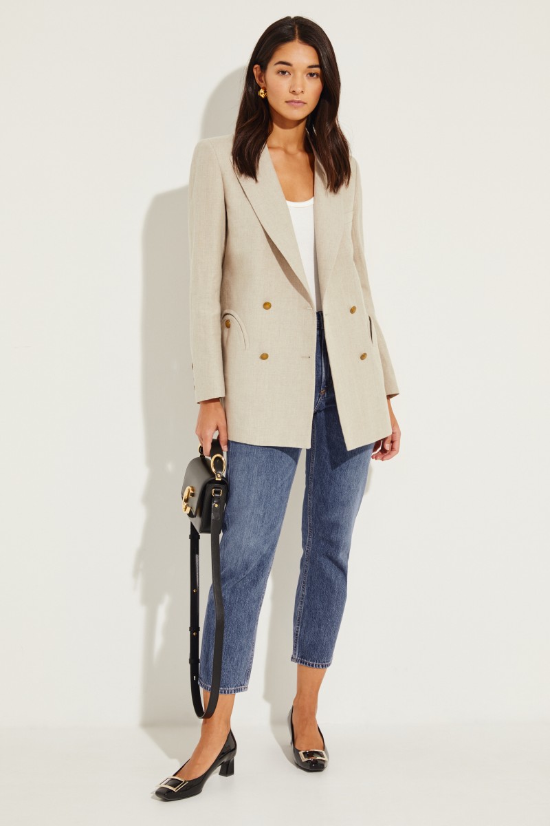 Leinen-Blazer 'Middy Sun Canvas' Beige