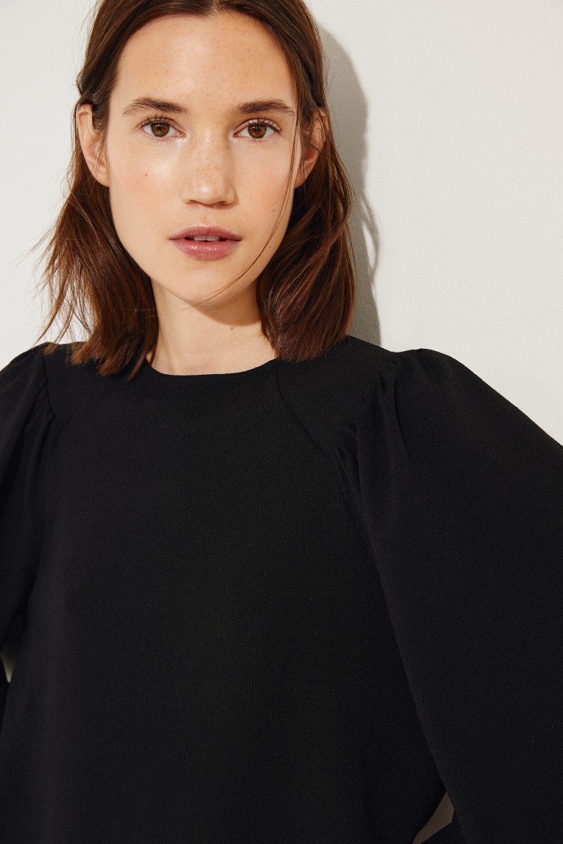Fließende Bluse 'Heavy Crepe' Schwarz