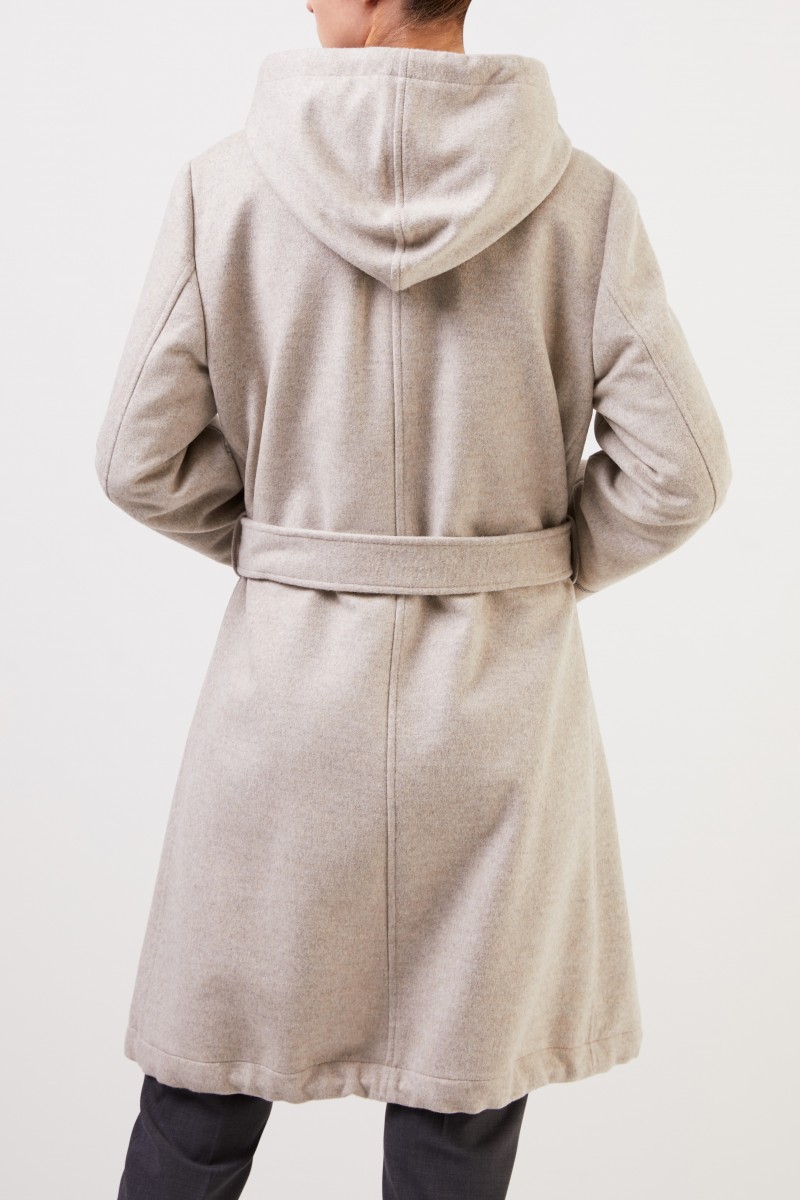 Brunello Cucinelli Woll-Cashmere-Mantel mit Gürtel Beige