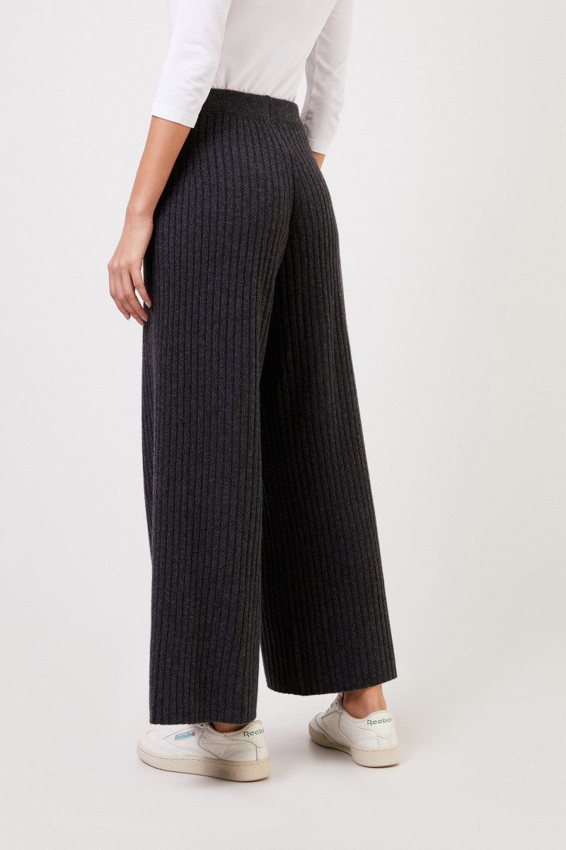Iris von Arnim Cashmere-Hose 'Cummin' mit weitem Bein Anthrazit