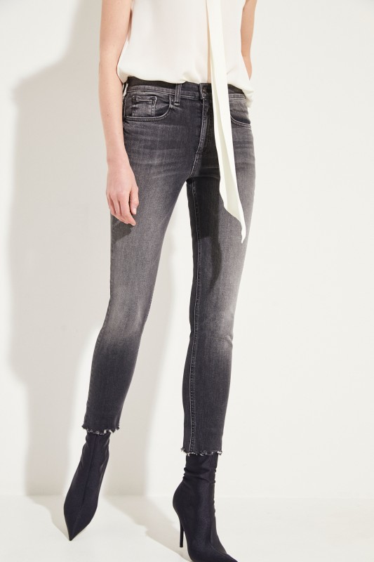 High Rise Skinny Jeans Grau