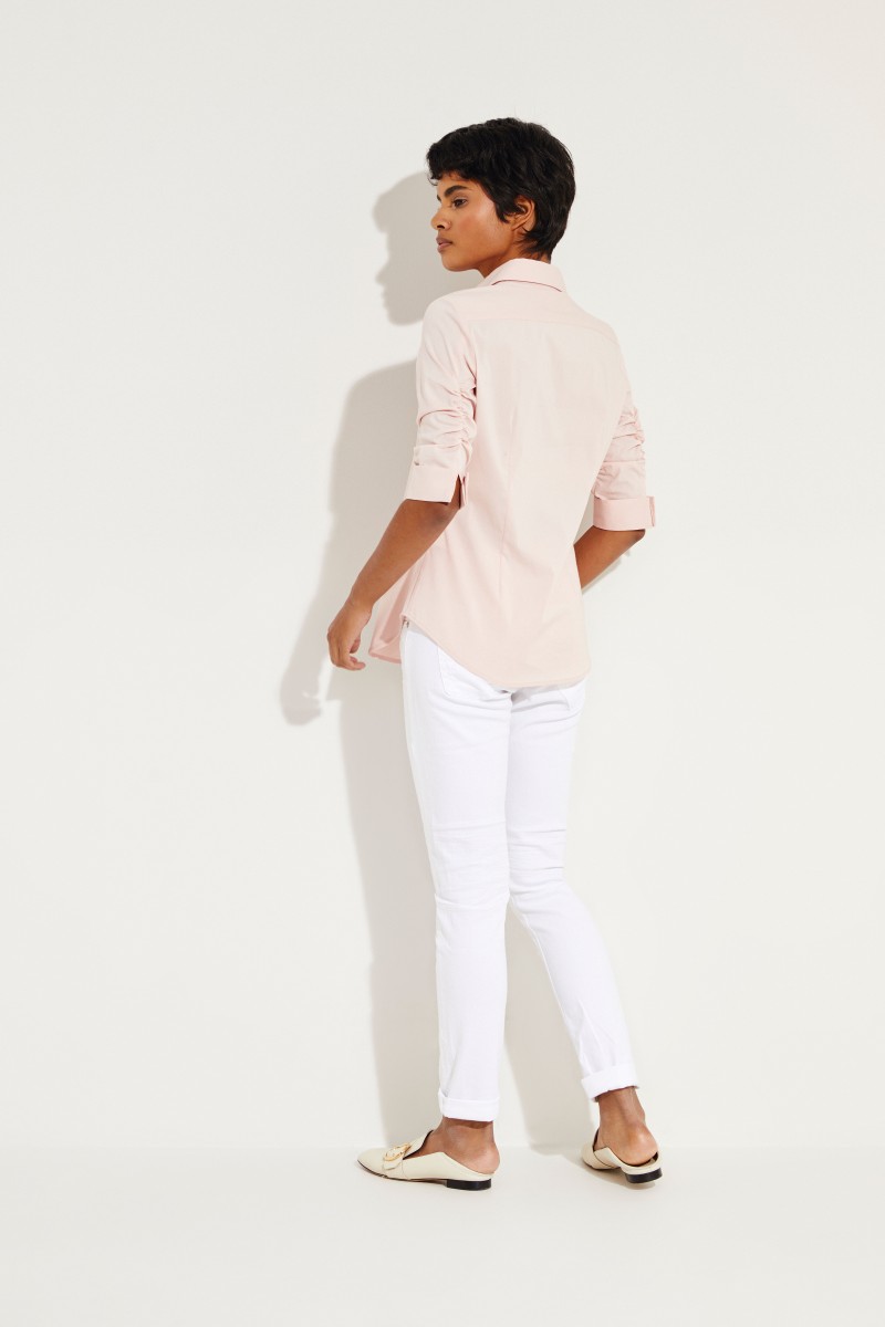 Bluse mit Raffungen Rosé