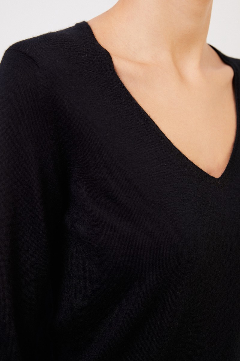Cashmere-Pullover 'Roxbury' mit V-Neck Schwarz
