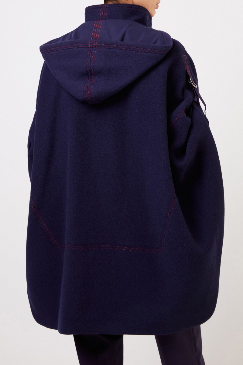 Chloé Woll-Cape mit Kapuze Evening Blue