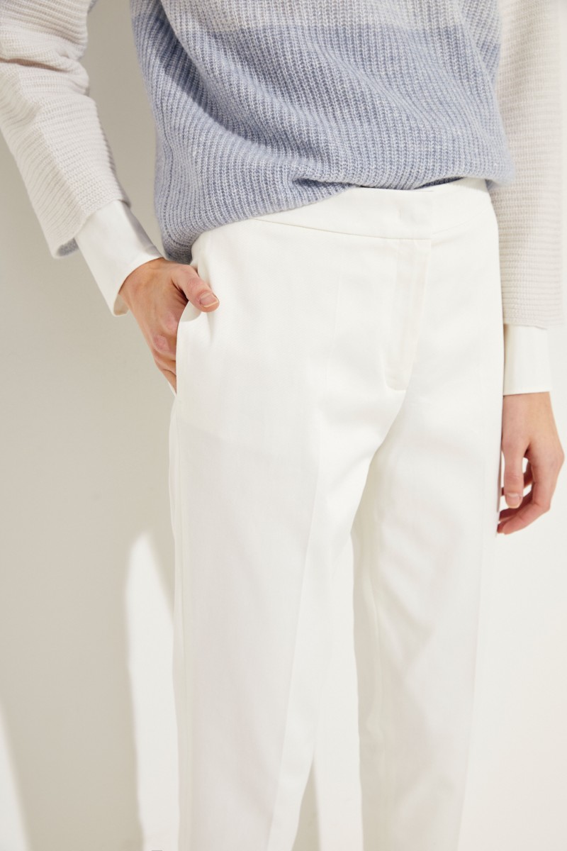 Klassische Bügelfaltenhose Crèmeweiß