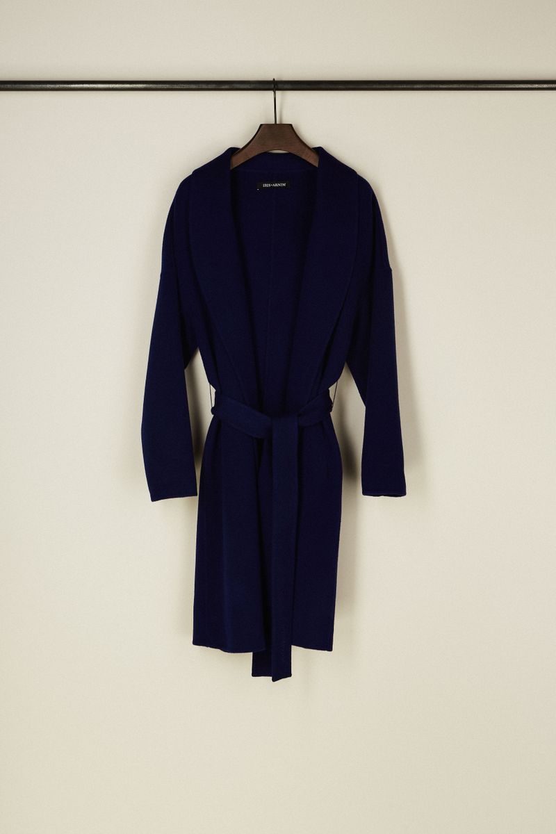 Cashmere-Mantel 'Bateau' Royalblau