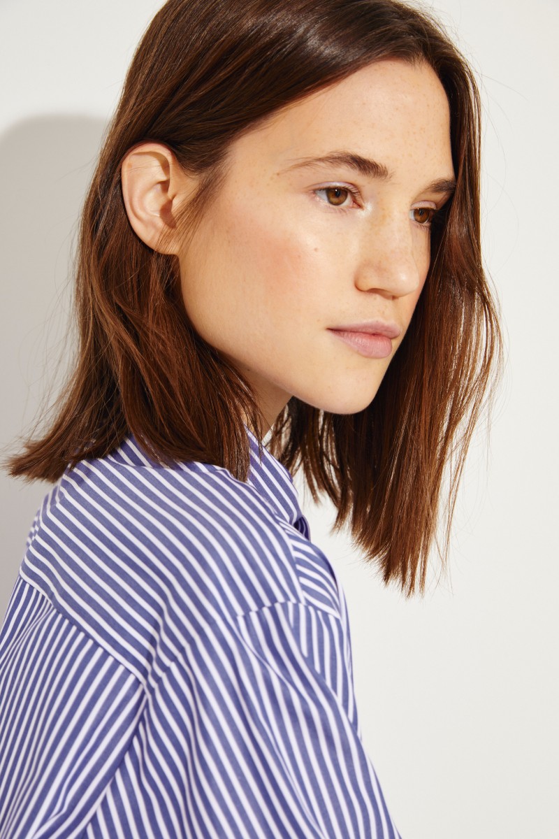 Gestreifte Oversize-Bluse Blau/Weiß