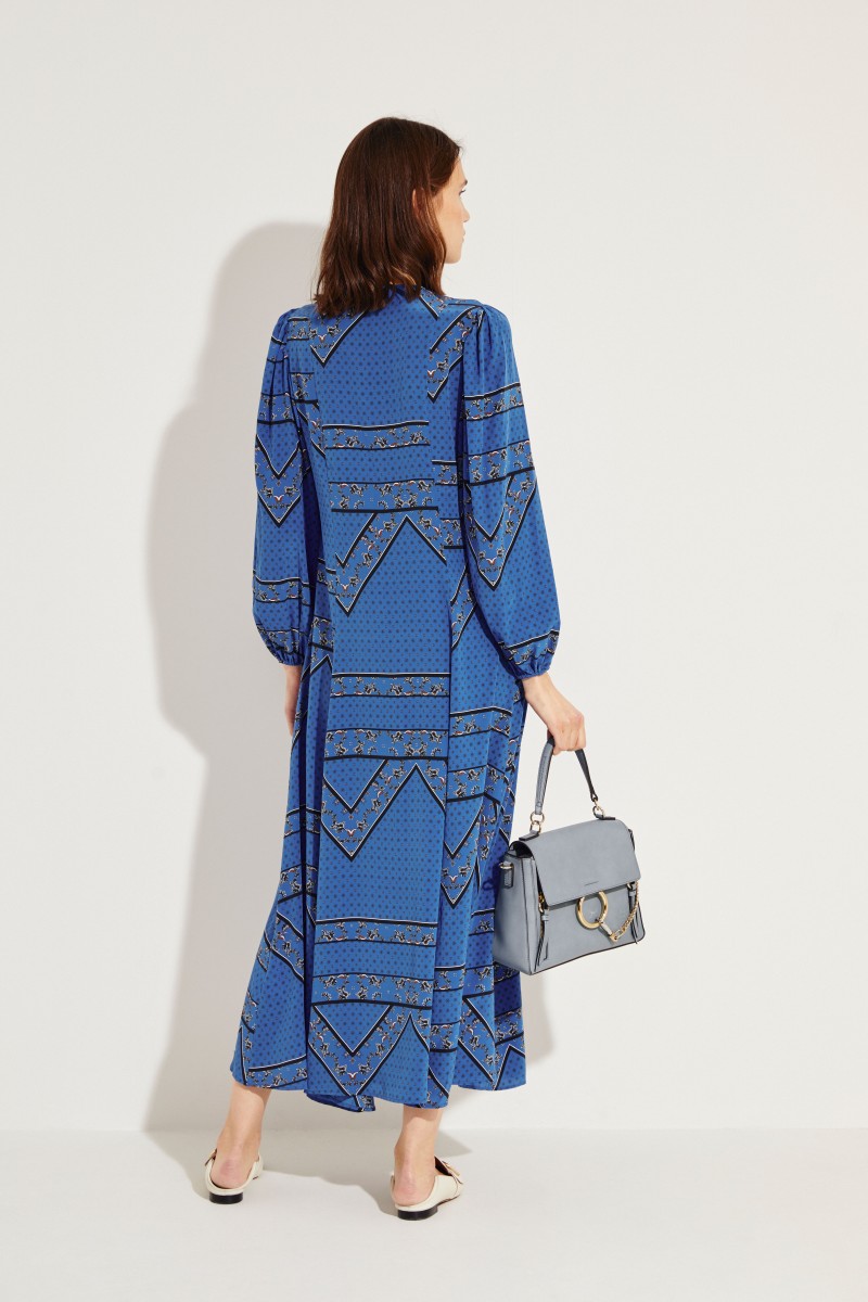 Seiden-Kleid 'Cloverdale' mit Print Blau