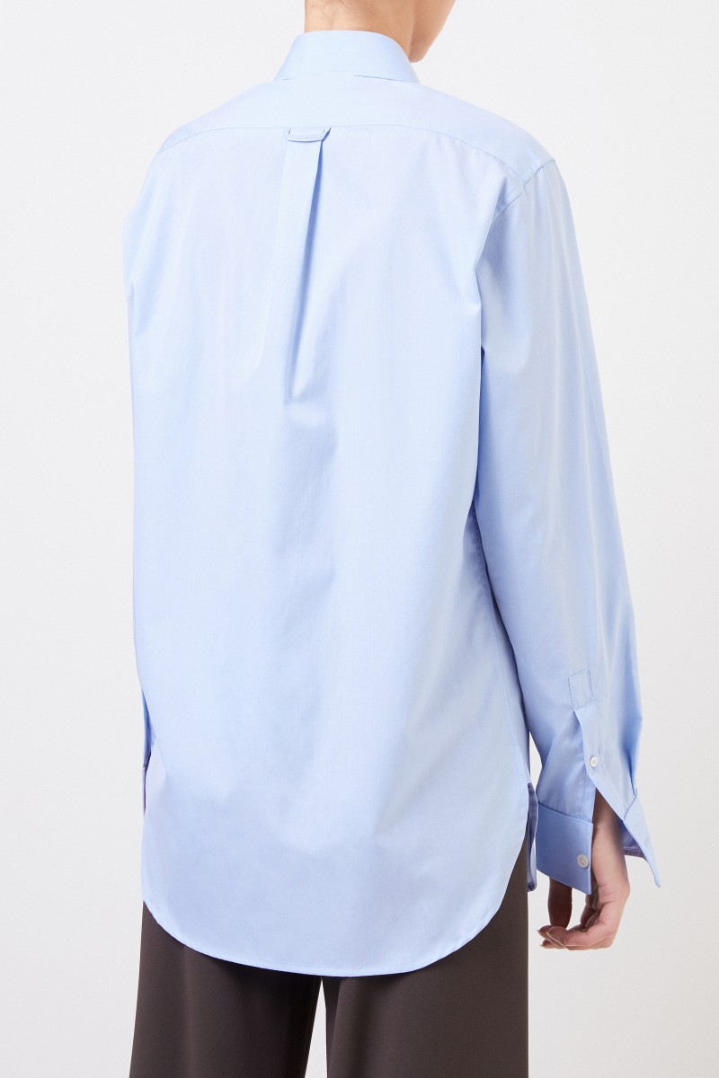 Bottega Veneta Klassische Baumwoll-Bluse Hellblau