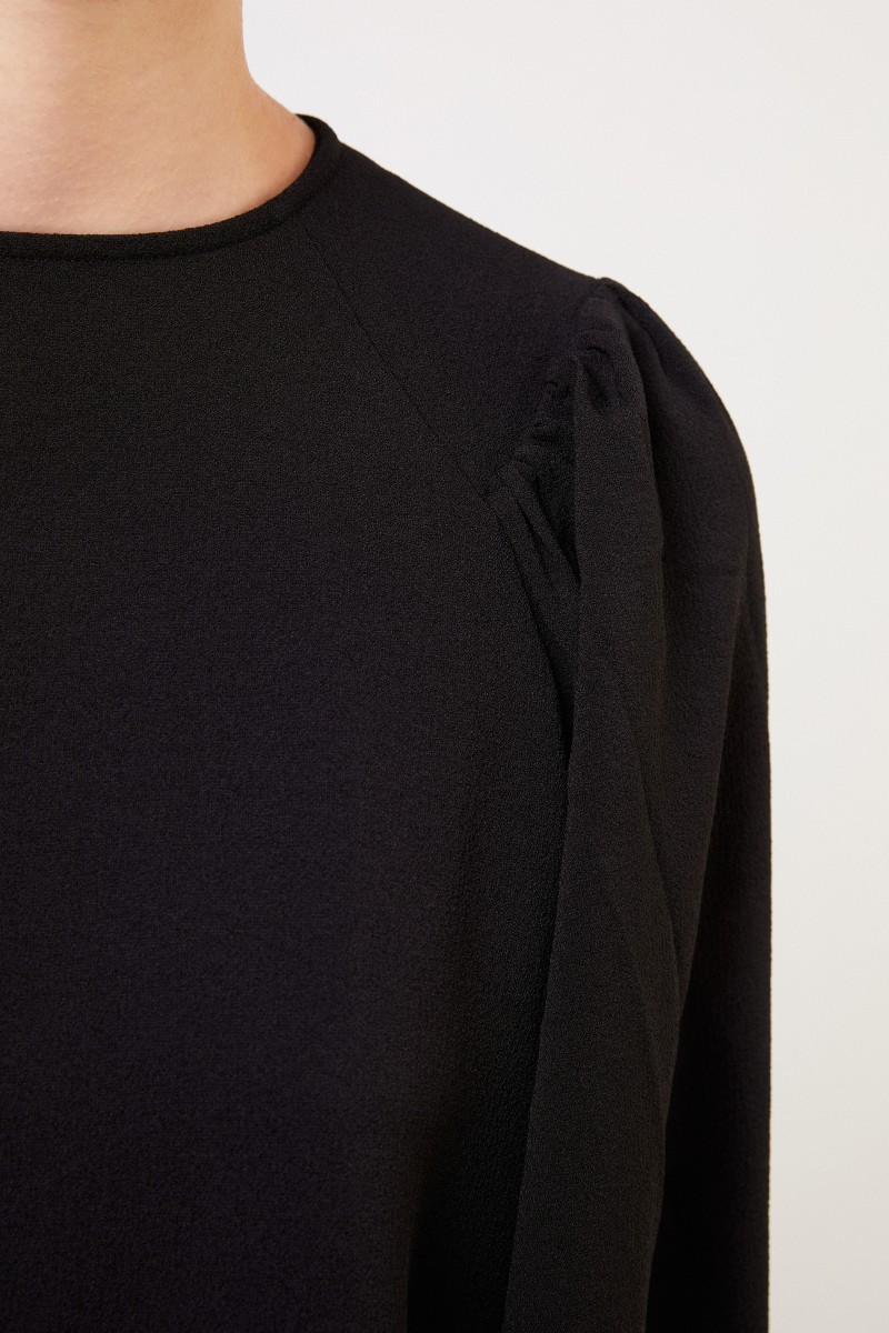 Ganni Bluse mit Ballonärmeln Schwarz