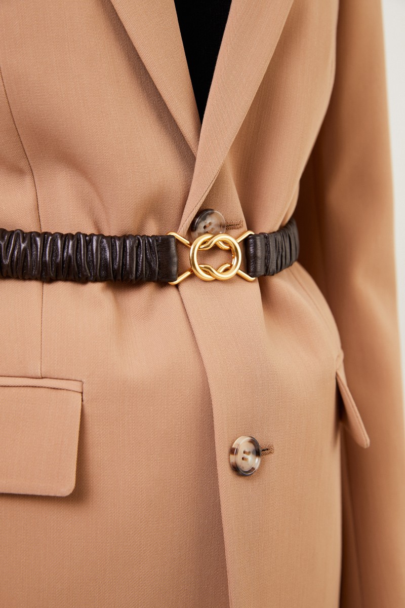 Bottega Veneta Longblazer aus Schafwolle in Beige