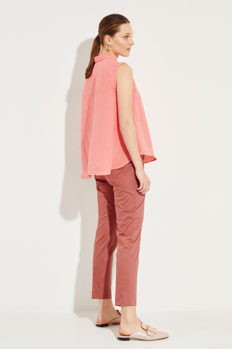 Ausgestellte Leinen-Bluse Orange