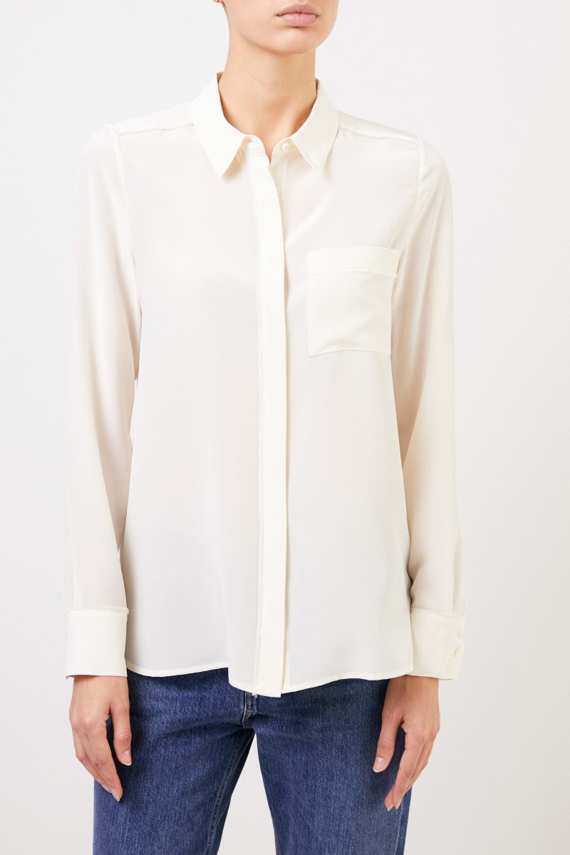 Iris von Arnim Seidenbluse 'Marysund' mit Fransedetails Ecru