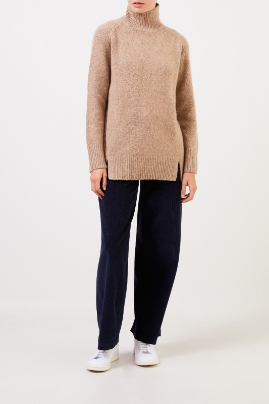 Vince Cashmere-Rollkragenpullover Beige Meliert