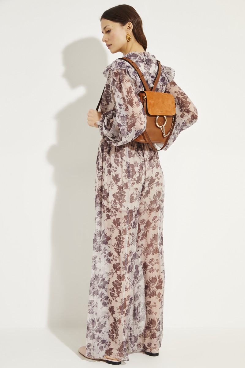 Rucksack 'Faye Backpack' mit Veloursleder-Details Tan