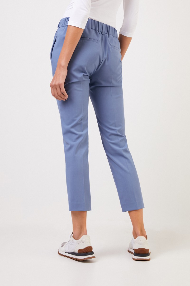Brunello Cucinelli Klassische Woll-Hose Taubenblau