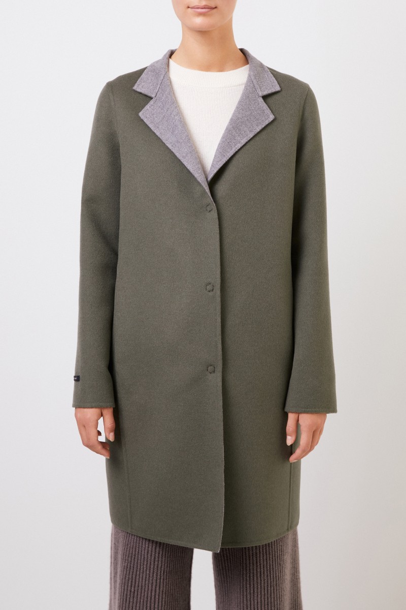 Manzoni 24 Klassischer Cashmere-Wollmantel Khaki
