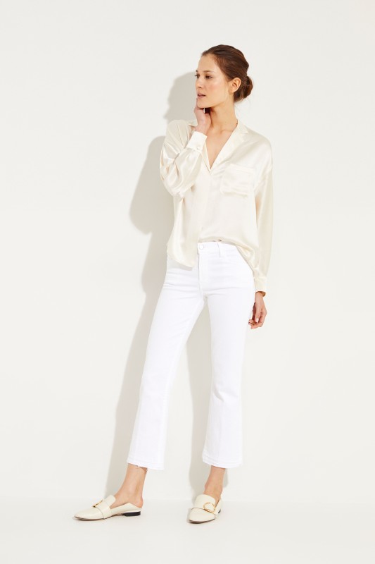 Jeans mit ausgestellten Säumen Weiß