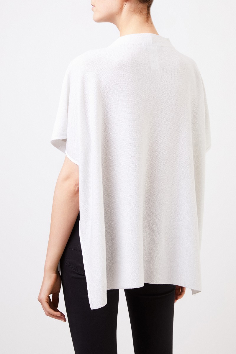 Cashmere-Poncho mit Lurexdetails Weiß