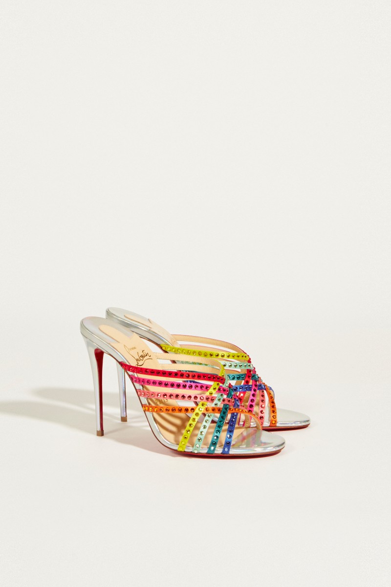 Sandalette 'Marthastrass' mit Strassbesatz Silber/Multi