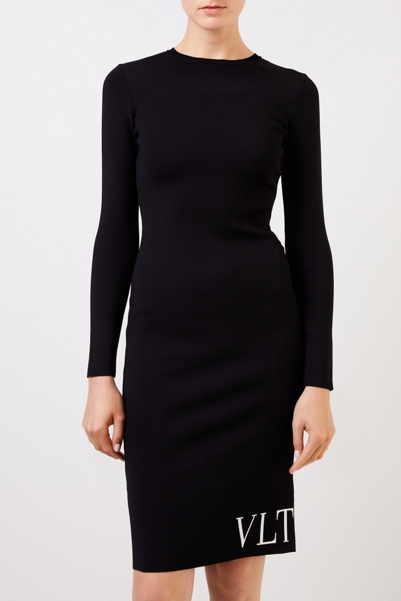 Valentino Strickkleid mit Logo-Detail Schwarz