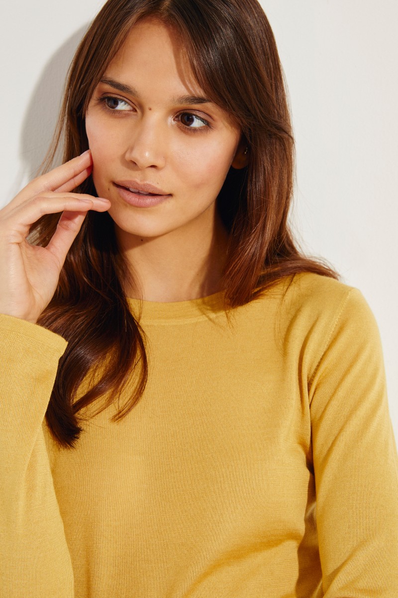 Cashmere-Seiden-Pullover Gelb