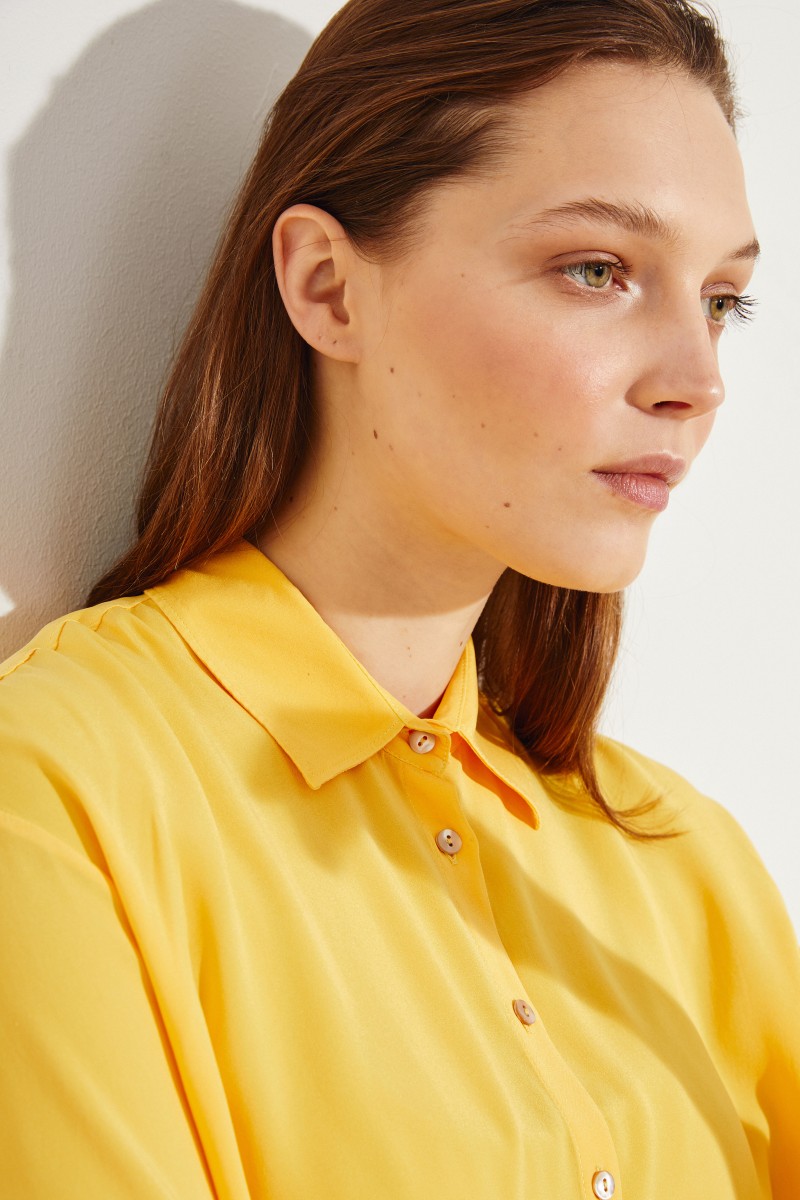 Oversize Seiden-Bluse 'Liana' Gelb