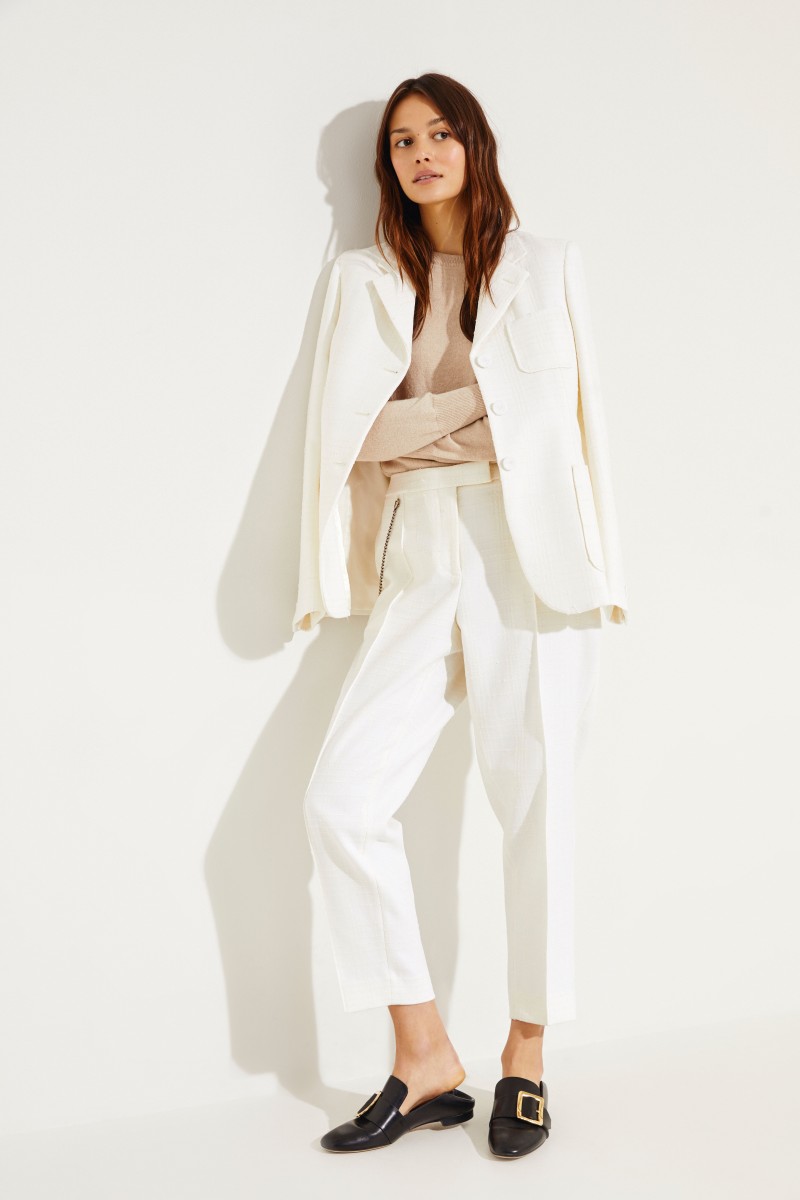 Cashmere-Rundhalspullover Beige