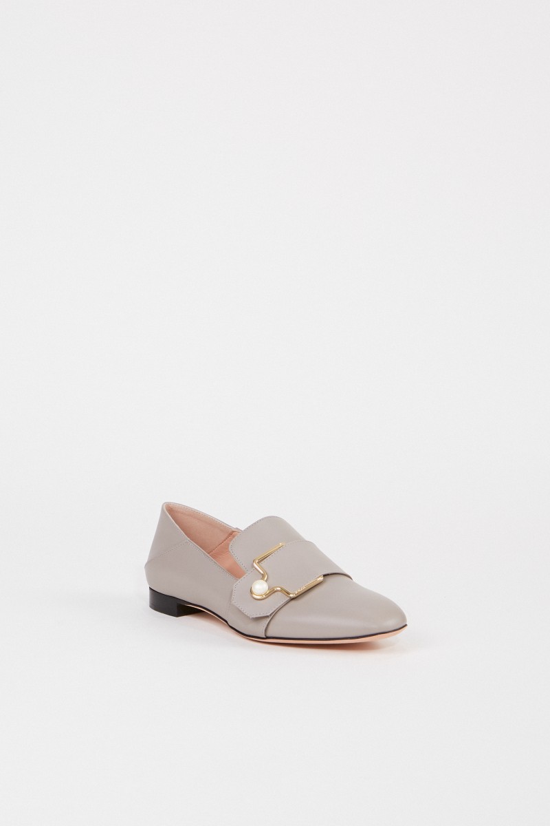 Lederloafer 'Maelle' mit Schnalle Grau
