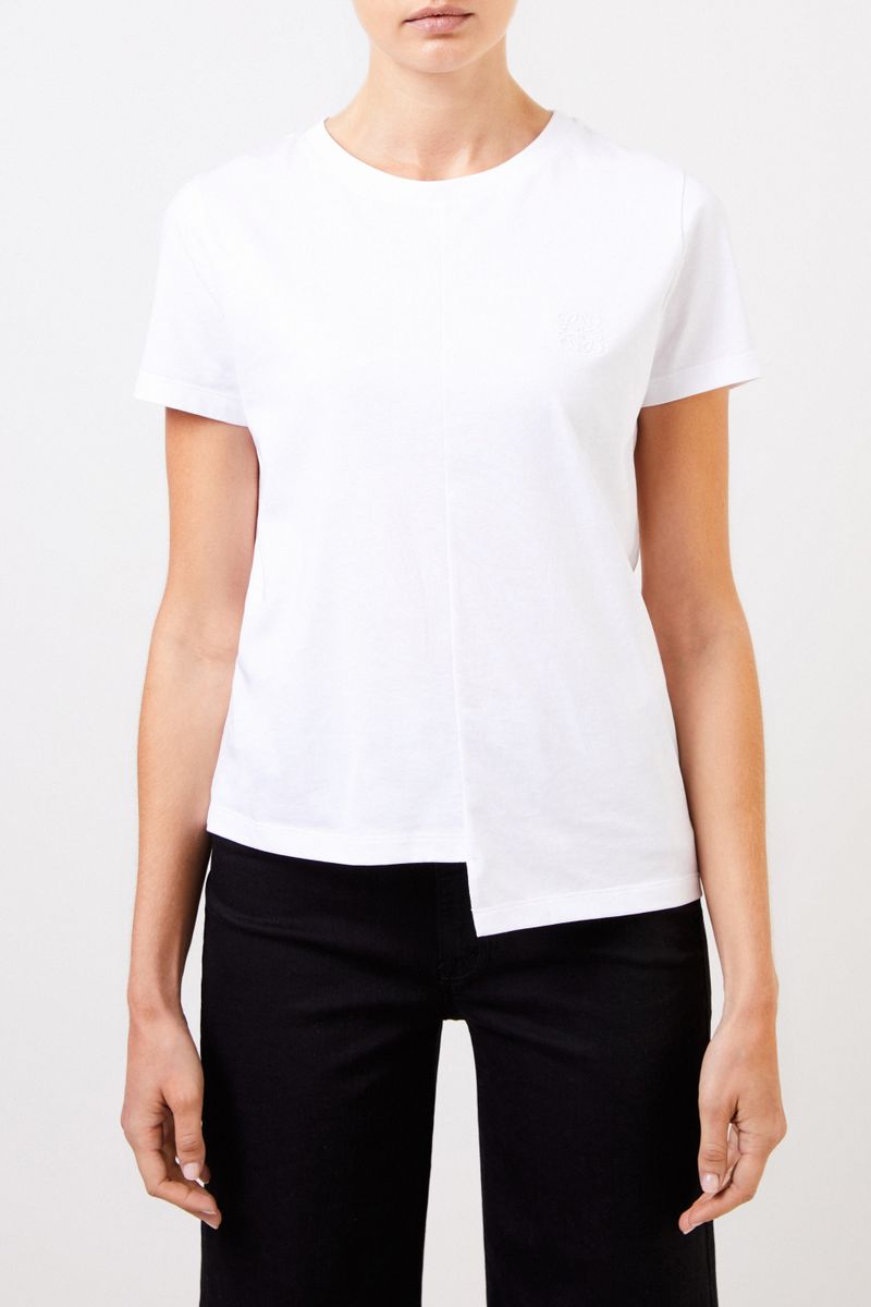 T-Shirt mit frontaler Logostickerei Weiß