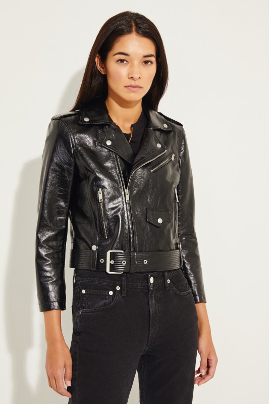 Biker-Lederjacke Schwarz